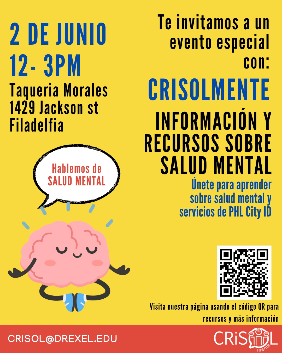 Crisol, se ofrecerán charlas educativas en español sobre la prevención y el manejo de la ansiedad, la depresión y las respuestas al trauma, facilitando canalizaciones directas a clínicas de salud mental.