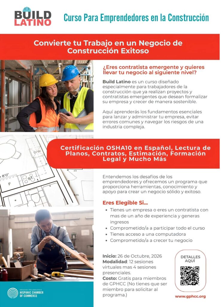 Impulso al Empresariado Latino: Presentan el Curso "Build Latino" para Emprendedores de la Construcción en Filadelfia
