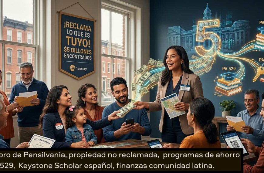 Tesoro de Pensilvania, propiedad no reclamada, programas de ahorro PA 529, Keystone Scholar español, finanzas comunidad latina.
