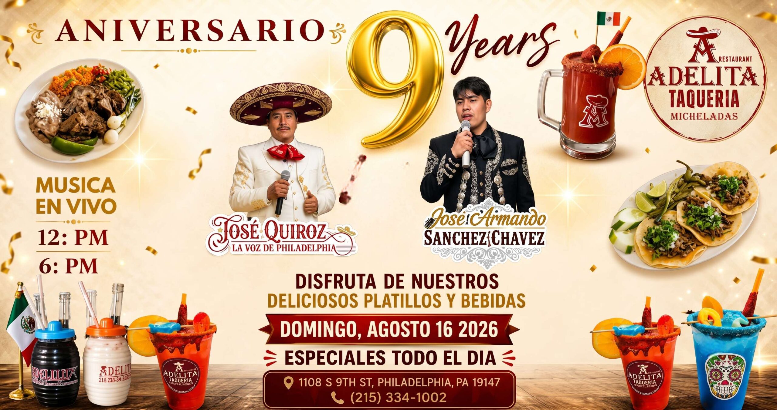 aquería Adelita celebra 9 años en Filadelfia. Andrés Hernández comparte su historia de resiliencia, fusión gastronómica y fiesta comunitaria en el Italian Market.