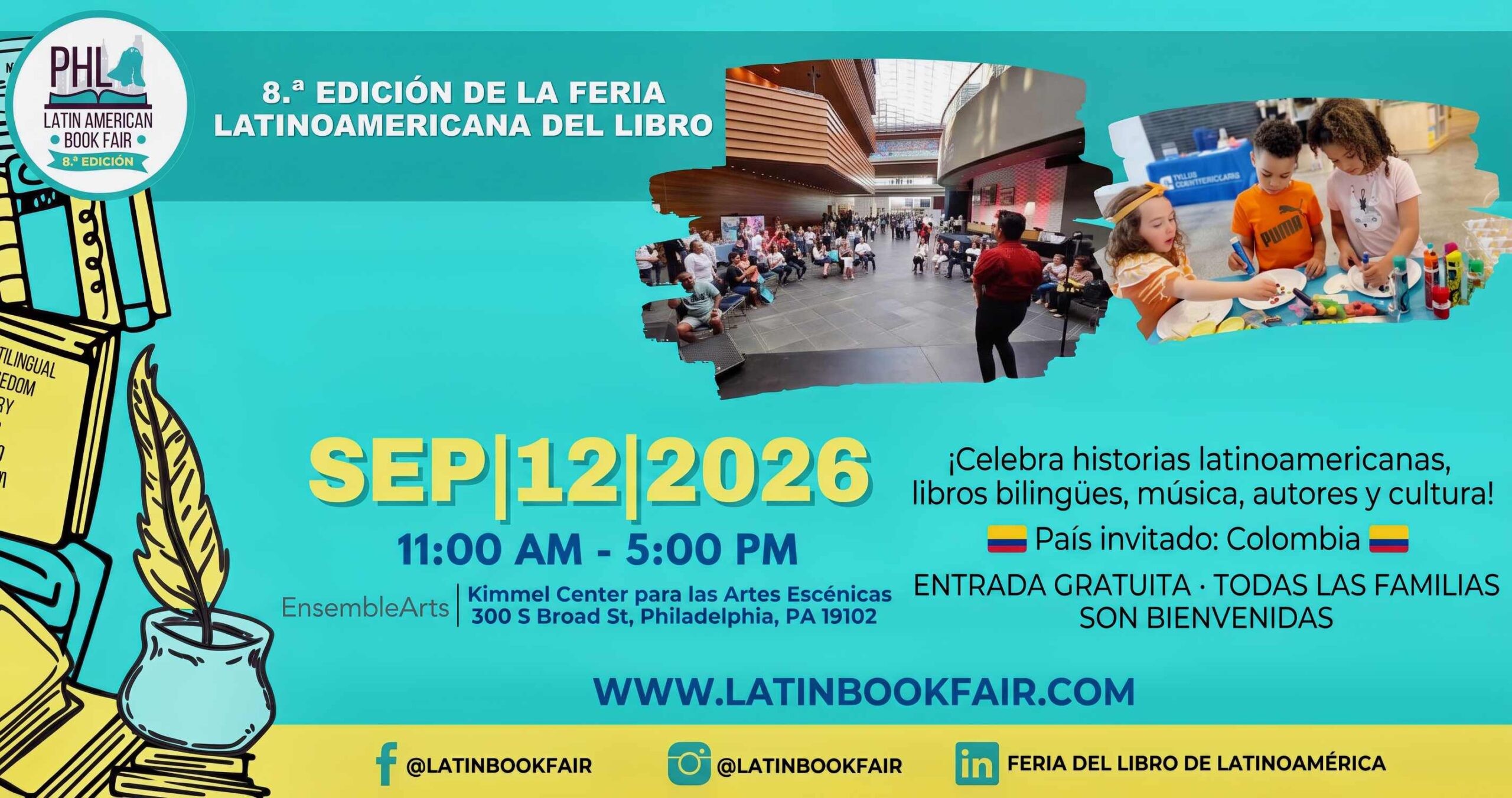 ¡Letras, música y orgullo bilingüe! Filadelfia celebra gratis la 8.ª Feria Latinoamericana del Libro