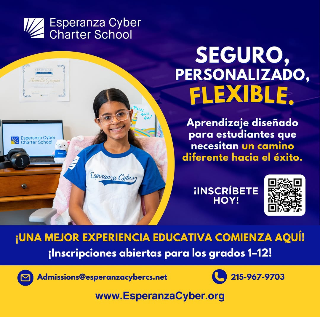 Educacin de alta calidad sin costo para las familias Telfono 215-967-9703 WhatsApp 445-242-7192 httpswame4452427192 Email Admissionsesperanzacybercsnet Web wwwEsperanzaCyberorg